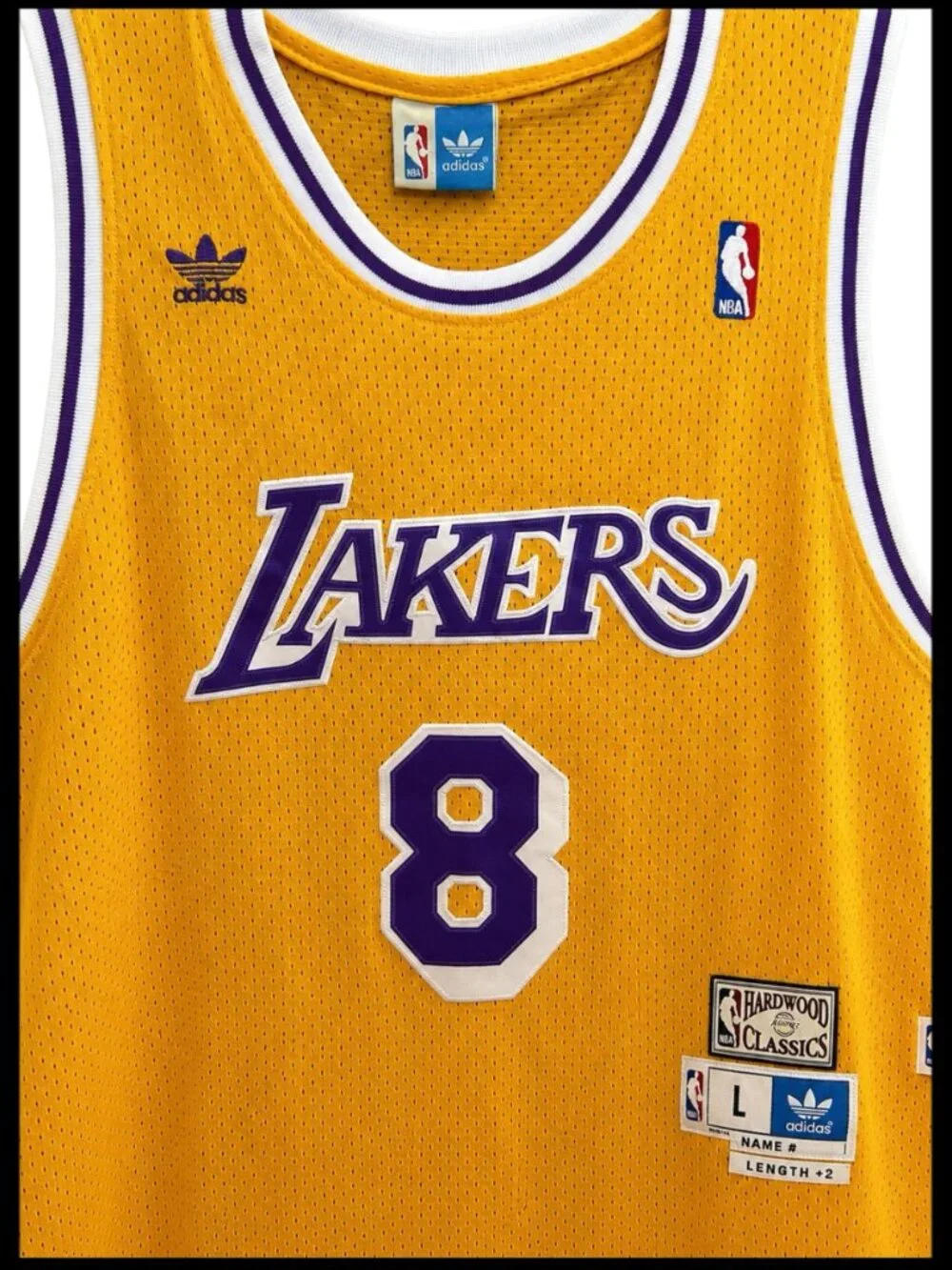 Adidas Kobe Bryant #8 Lakers Jersey Gold Purple Hardwood Classics Swingman L